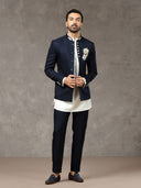 Navy Embroidered Indo-Western Set with Trouser