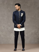 Navy Embroidered Indo-Western Set with Trouser