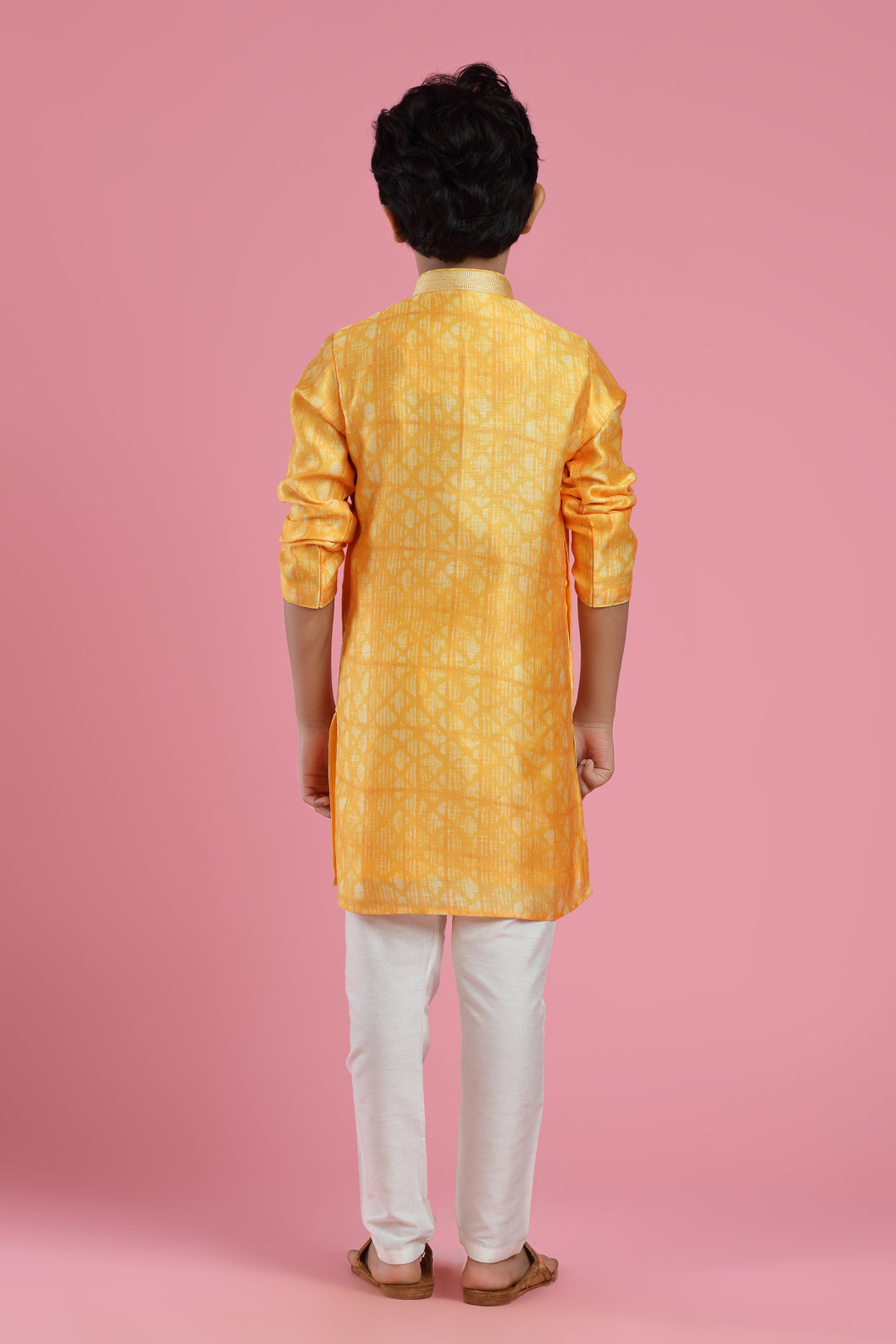 Festive Yellow Blended Silk Printed Kurta Set