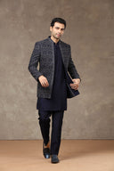 Navy Silk Indo Western with Kurta & Aligarhi Pant