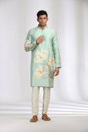 Pista Tussar Silk kurta set - a refined choice for any occasion.
