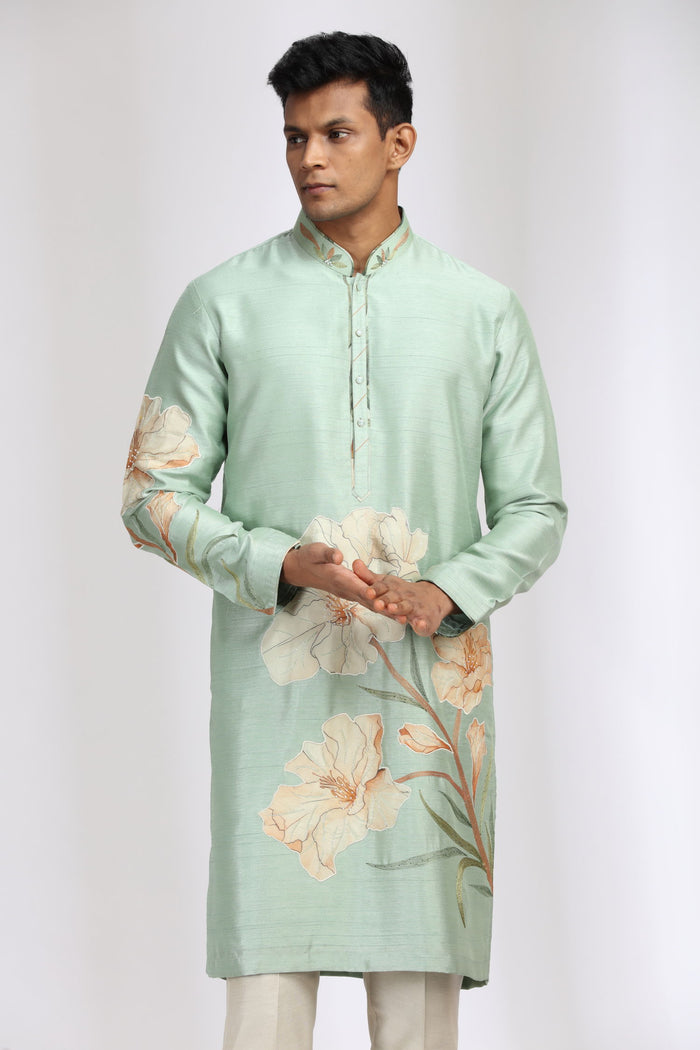 Pista Nysaa Silk kurta set - a refined choice for any occasion. - KORANM