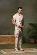 Mehendi Green Silk Kurta with Aligarhi Pants