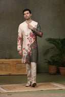 Mehendi Green Silk Kurta with Aligarhi Pants