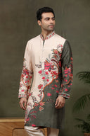 Mehendi Green Silk Kurta with Aligarhi Pants