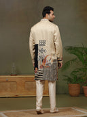 Beige Embroidered Kurta with Aligarhi Pants - KORANM