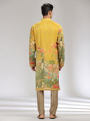 Yellow Tissue Silk Embroidered & Printed Kurta Set