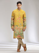Yellow Tissue Silk Embroidered & Printed Kurta Set