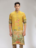 Yellow Tissue Silk Embroidered & Printed Kurta Set