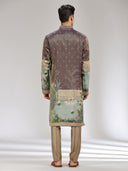 Purple Tissue Silk Embroidered & Printed Kurta Set