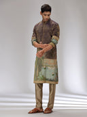 Purple Tissue Silk Embroidered & Printed Kurta Set