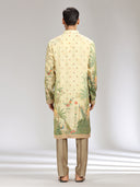 Cream Tissue Silk Embroidered & Printed Kurta Set