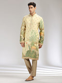 Cream Tissue Silk Embroidered & Printed Kurta Set