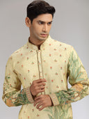 Cream Tissue Silk Embroidered & Printed Kurta Set