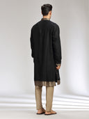 Black Banarasi Jacquard Silk Printed Kurta Set with Dupatta