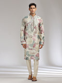 Purple Tissue Silk Embroidered & Printed Kurta Set