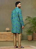Indigo Embroidered Kurta with Aligarhi Pant
