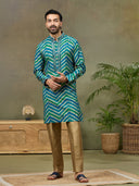 Indigo Embroidered Kurta with Aligarhi Pant