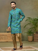 Indigo Embroidered Kurta with Aligarhi Pant