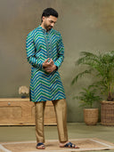 Indigo Embroidered Kurta with Aligarhi Pant