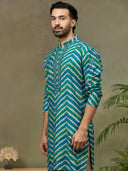 Indigo Embroidered Kurta with Aligarhi Pant