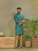 Indigo Embroidered Kurta with Aligarhi Pant