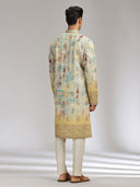 Pista Tissue Silk Embroidered & Printed Kurta Set