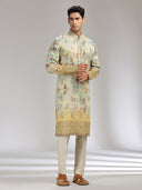 Pista Tissue Silk Embroidered & Printed Kurta Set