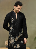 Black Embroidered Kurta with Palazzo Pant - KORANM
