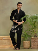 Black Embroidered Kurta with Palazzo Pant - KORANM