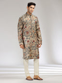 Beige Pashmina Printed Kurta Set