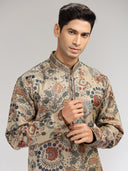 Beige Pashmina Printed Kurta Set