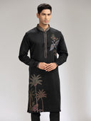 Black Tissue Silk Embroidered Kurta Set