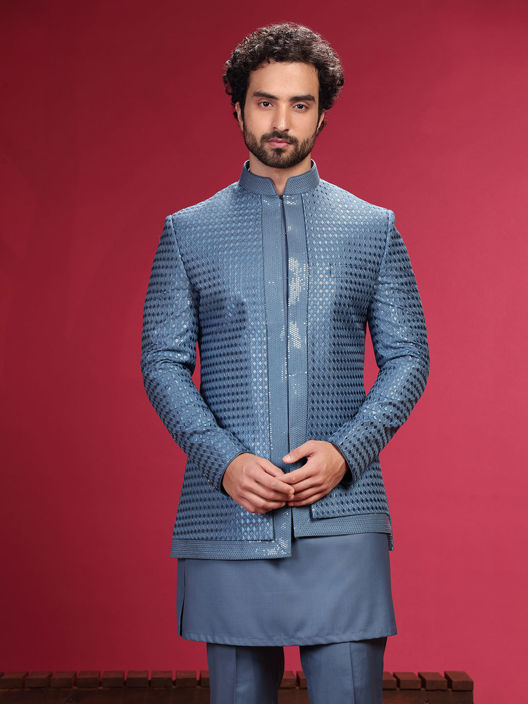 Indo-Western Set with Border Embroidery and Trouser