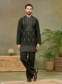 Bottle Green Embroidered Kurta with Palazzo Pant