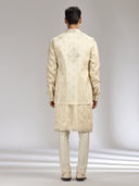 Fawn Tissue Silk Embroidered Bandi Kurta Set