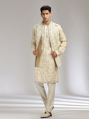 Fawn Tissue Silk Embroidered Bandi Kurta Set