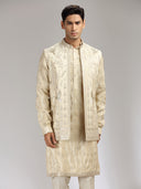 Fawn Tissue Silk Embroidered Bandi Kurta Set