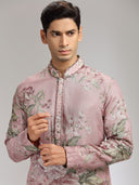 Onion Tussar Silk Embroidered Kurta Set
