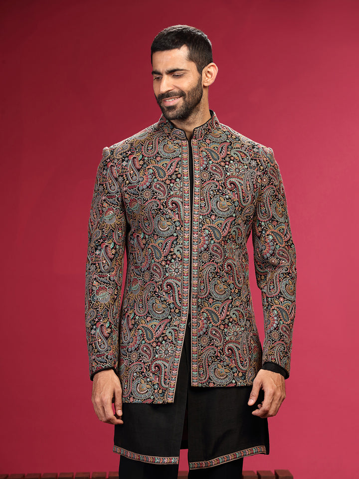 Indo-Western Set with Multi Colour Thread  and Aligadi