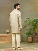 Beige Rose Silk Resham Embroidered Indo Western Set - KORANM