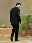 Black Floral Hand-Painted & Embroidered Stroma Indo-Western Set