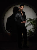 Black Floral Hand-Painted & Embroidered Stroma Indo-Western Set