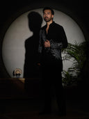 Black Floral Hand-Painted & Embroidered Stroma Indo-Western Set