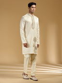 Graceful Fawn & White Embroidered Kurta Set