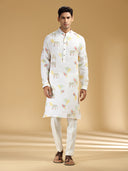 Classic Cream & White Printed Kurta Set