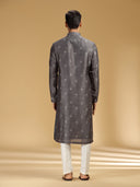 Elegant Grey & White Embroidered Kurta Set