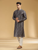 Elegant Grey & White Embroidered Kurta Set