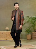Multi-Color Paisley Pashmina Silk Indo-Western Jacket Set
