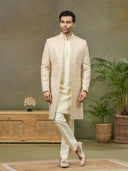 Fawn Embroidered Kia Silk Indo-Western Jacket Set